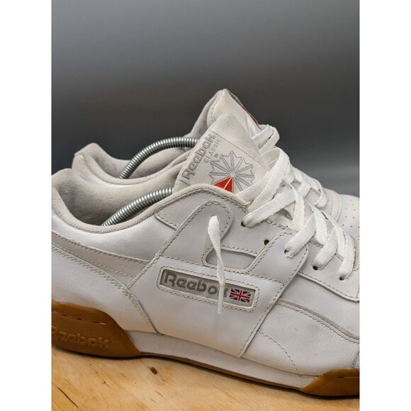 REEBOK Workout Plus Men 11 Classic Shoe White Leather Gum Sole CN2126 Sneaker - Picture 7 of 14